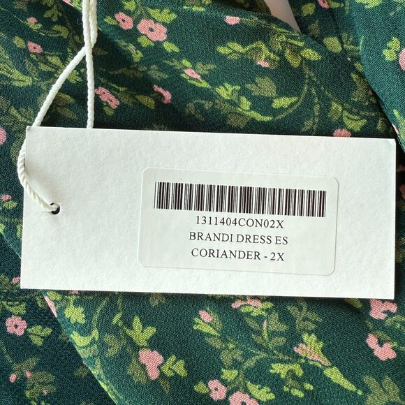 NWT Reformation Brandi Mock Neck Mini Dress in Coriander Green Floral Size 2X - Picture 8 of 14